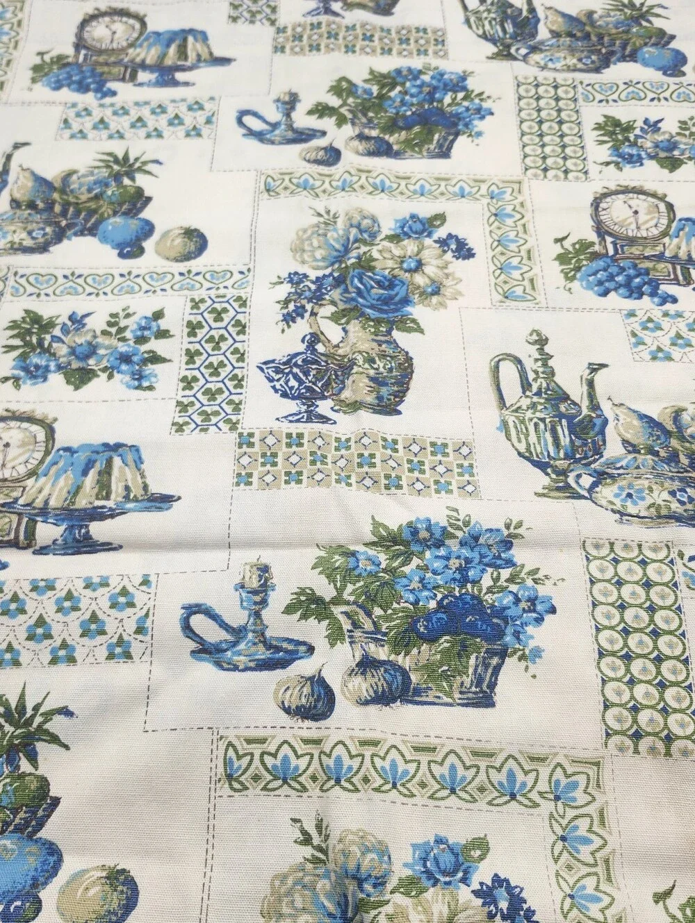 Vintage mid century blue 70s Kitchen Curtain 39